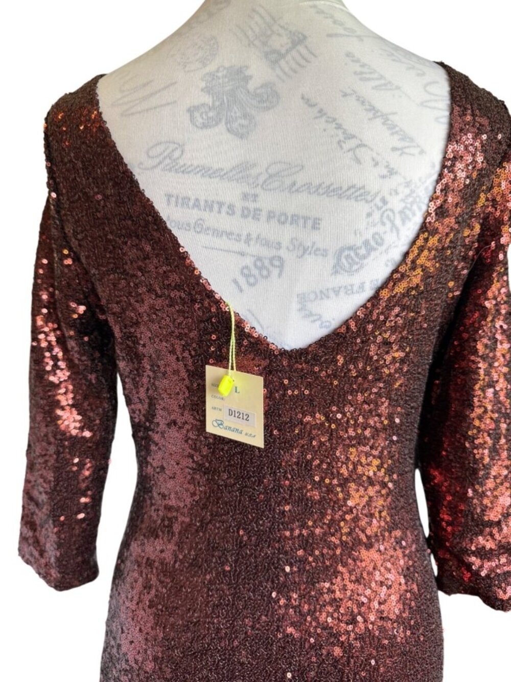 NEW Banana U.S.A. Women Brown Sequin Cocktail Prom Formal Boutique Dress 8/10 - Picture 5 of 9